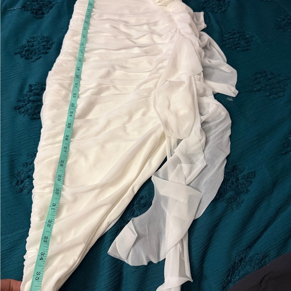 CLUB L LONDON Pure Excess White bandeau Runched ruffle dress - Picture 5 of 6